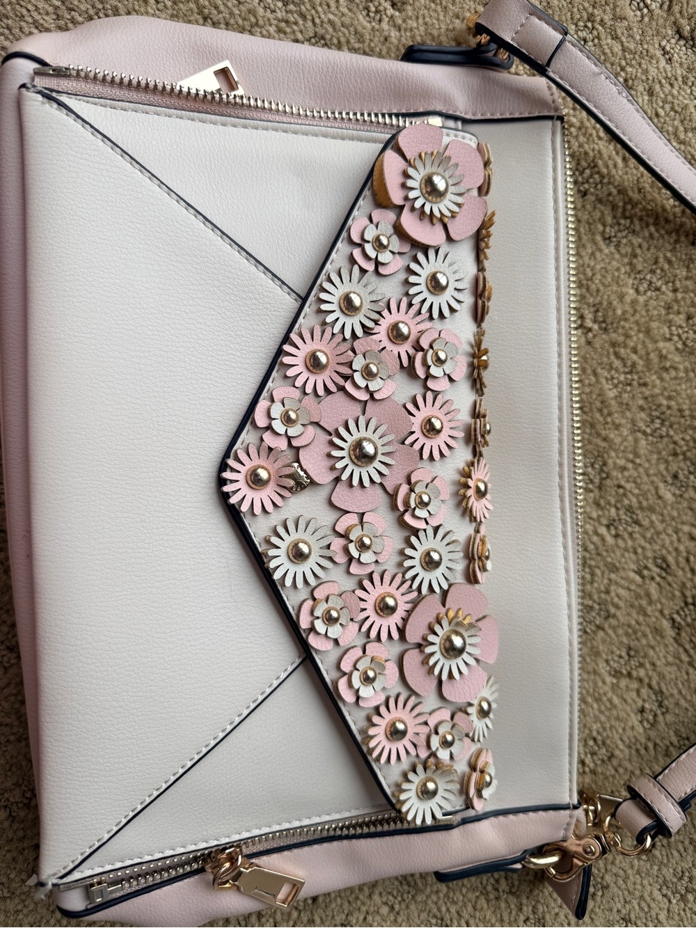 Poppy & Peonies Blush and Cream Floral Appliqué Crossbody